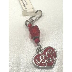 Ganz Love You Red Enamel Heart Charm Beaded‎ Swivel Clasp EK1879 New
